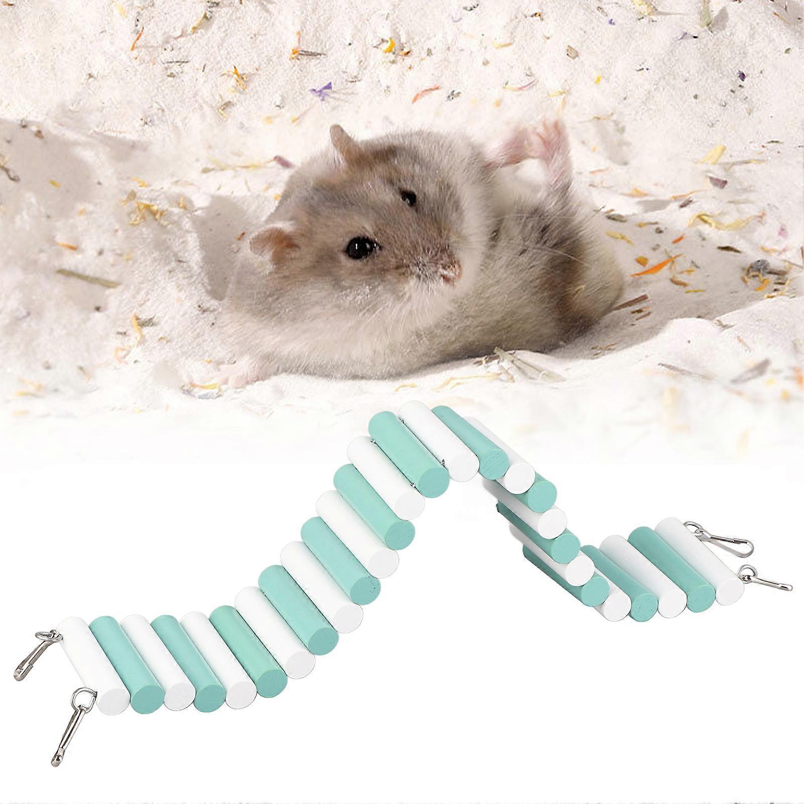 Wood Hamster Arch Bridge Bendable Colorful Small Animal Climbing Ladder for Hamsters Mice Rabbits Blue White Arch Bridge Climbing Ladder 6x40cm/2.4x1
