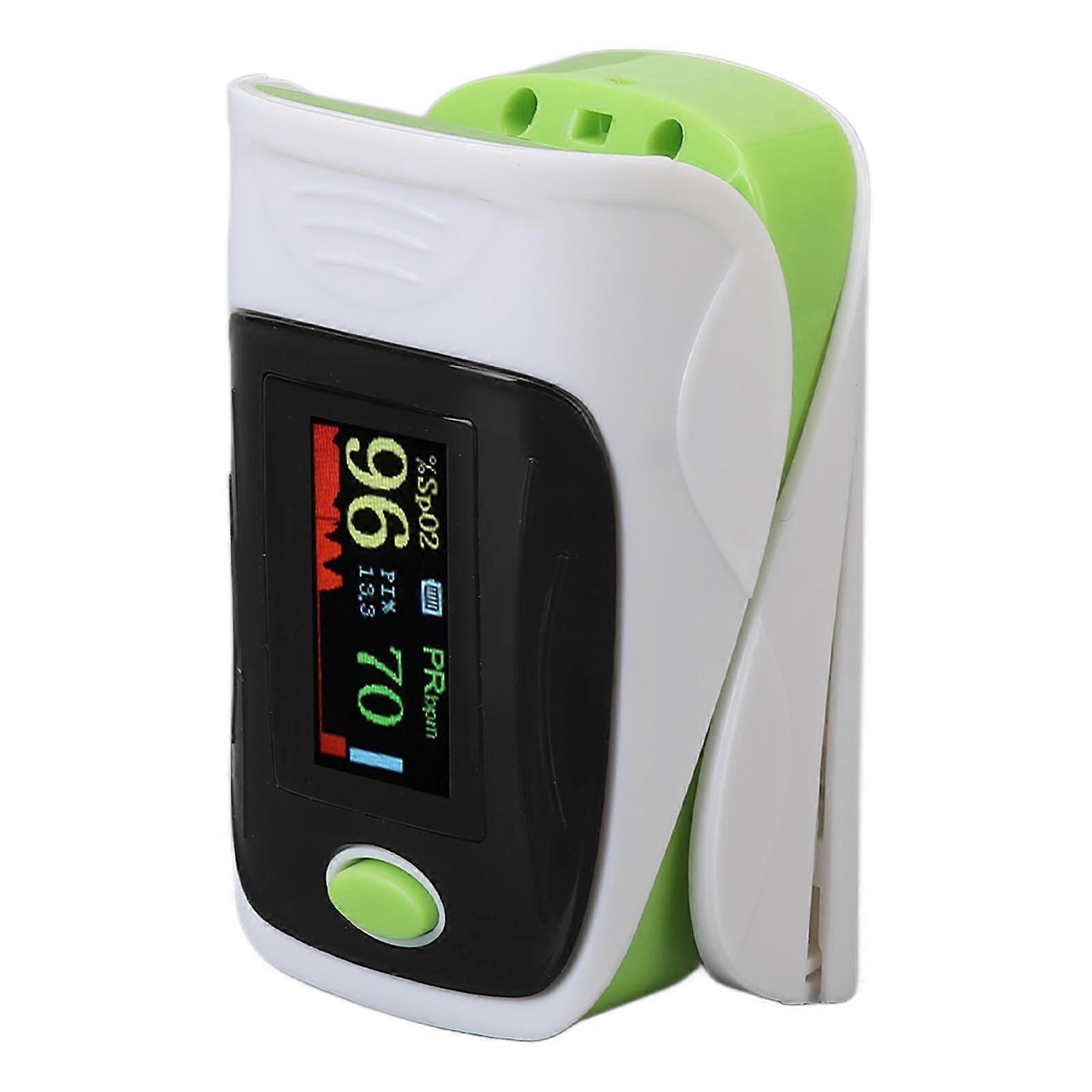Fingertip Pulse Oximeter Adjustable Automatic Portable OLED Blood Oxygen Saturation Monitor Green