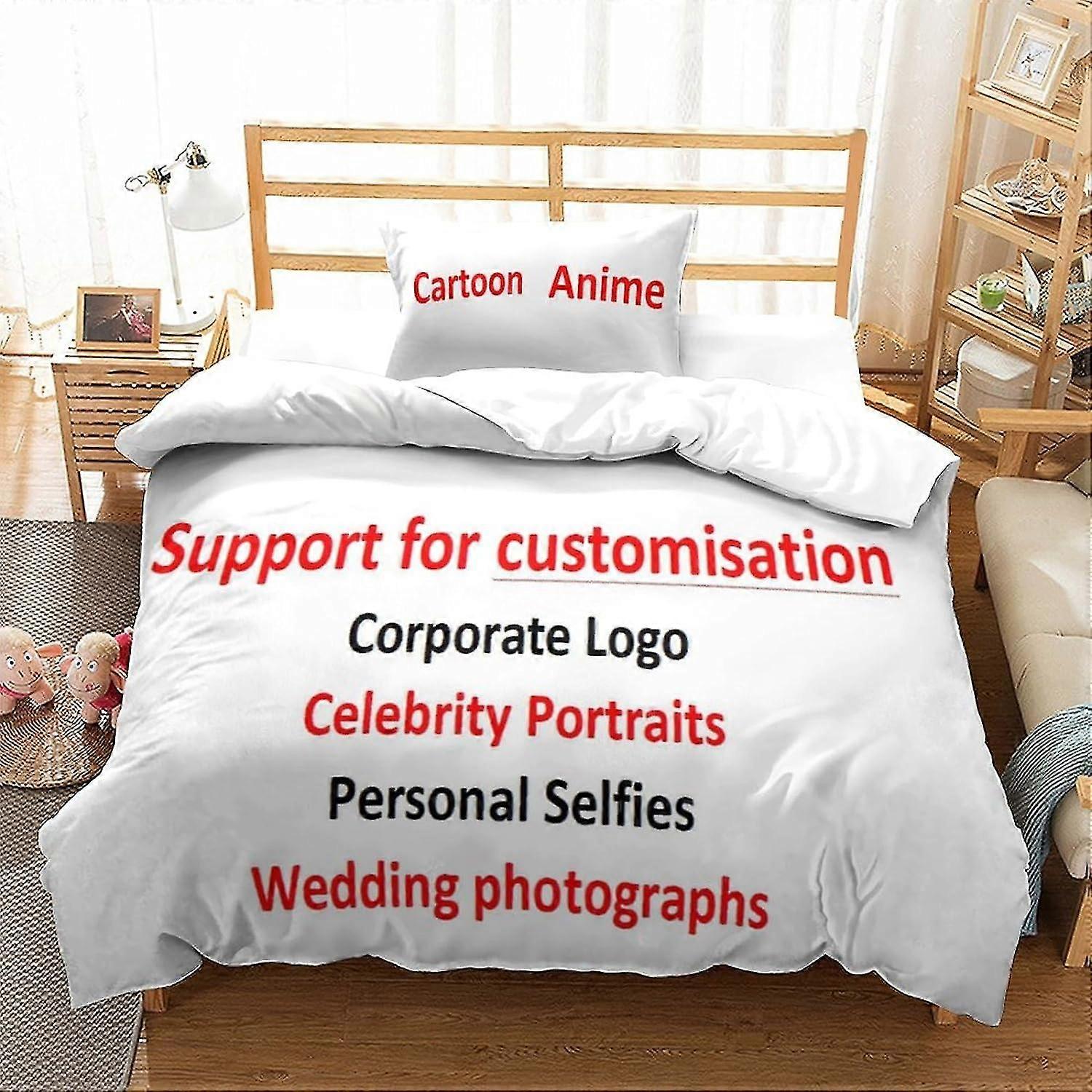 Customizable Bedding Set 3D Picture Duvet Cover, Soft 100% Microfiber Bed Set 2Pcs, Print for Single Double King Size