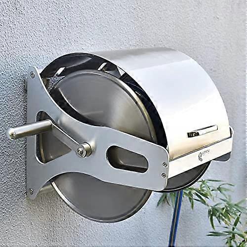 Stainless Steel Garden Hose Reel - Wall/Floor Mounted, 180° Swivel, Locking Mechanism for 2-40m Hose, 100kg Capacity