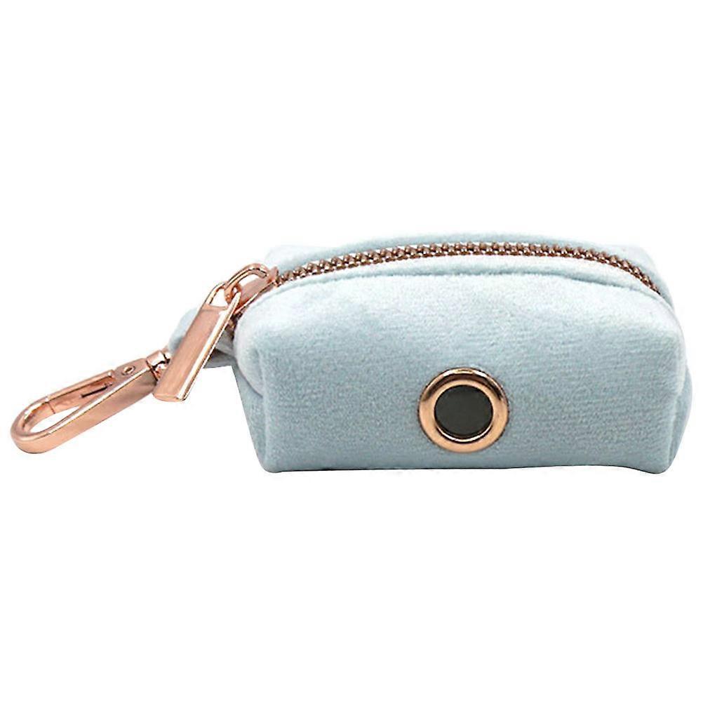 Portable Poop Bag Holder for Dog Walking with Buckle Design and Velvet Material Sky-blue