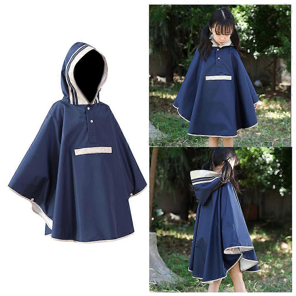 Kids Raincoat in Dark Blue Color Made of Nylon for Daily Use and Outdoor Activities Size