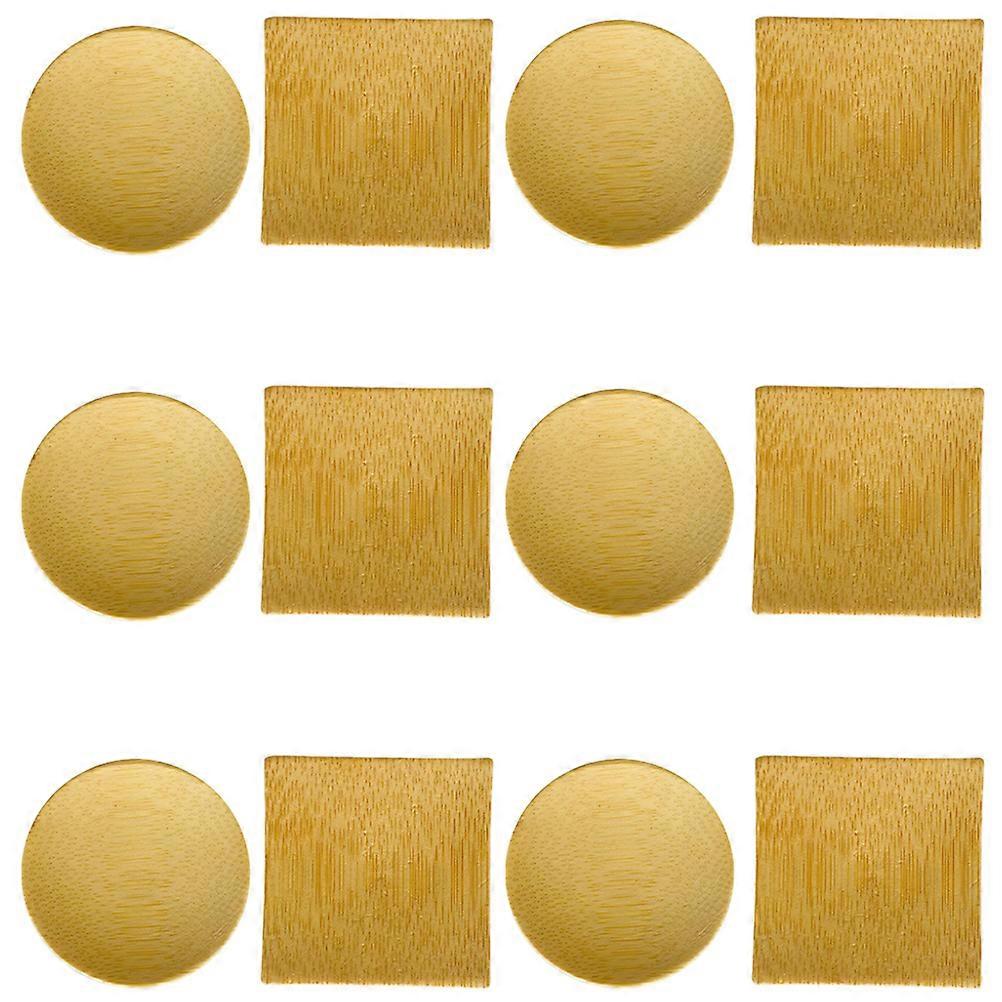 Bamboo Snack Plates Set of 12 Pieces for Kitchen Use Assorted Color Synthetic Material