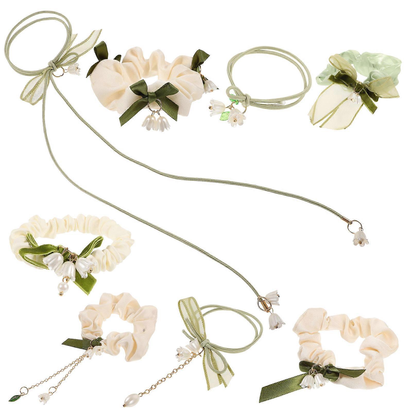 Assorted Color Fabric Hair Ties for Decoration High Elasticity Durable Hair Scrunchies Set of 8