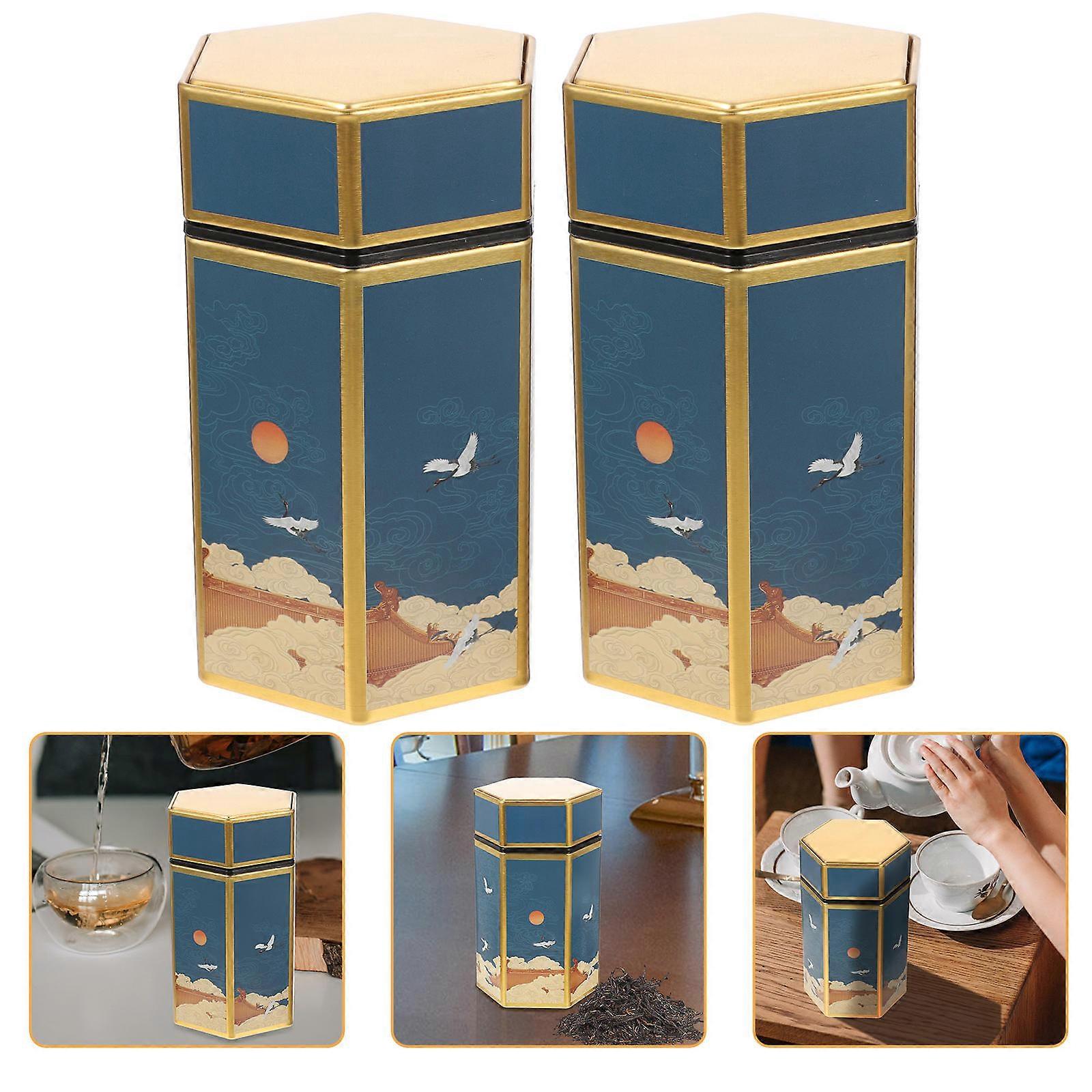 Here's a polished and professional product description based on your input:
 
**3pcs Vintage Hexagonal Sealed Tea Storage Jars – Retro Design