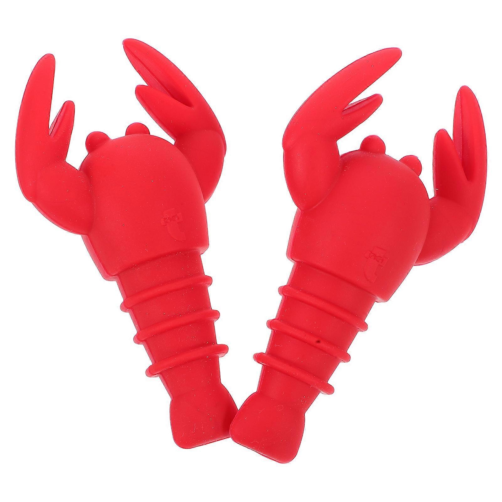 Lobster Shaped Set of 2 Silicone Stoppers for Parties and Home Use Assorted Colors