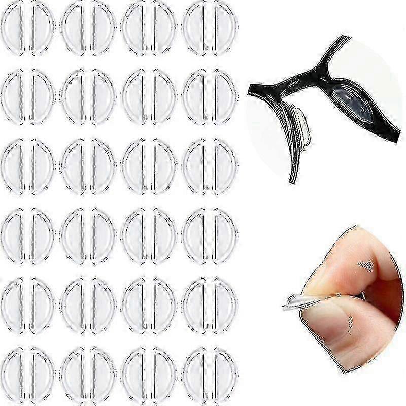 24 Pairs Adhesive Eyewear Nose Pads, Non Slip D-type Silicone Eyewear Nose Pads, Adhesive Nose Pads For Glasses, 15mm (Transparent) hwy