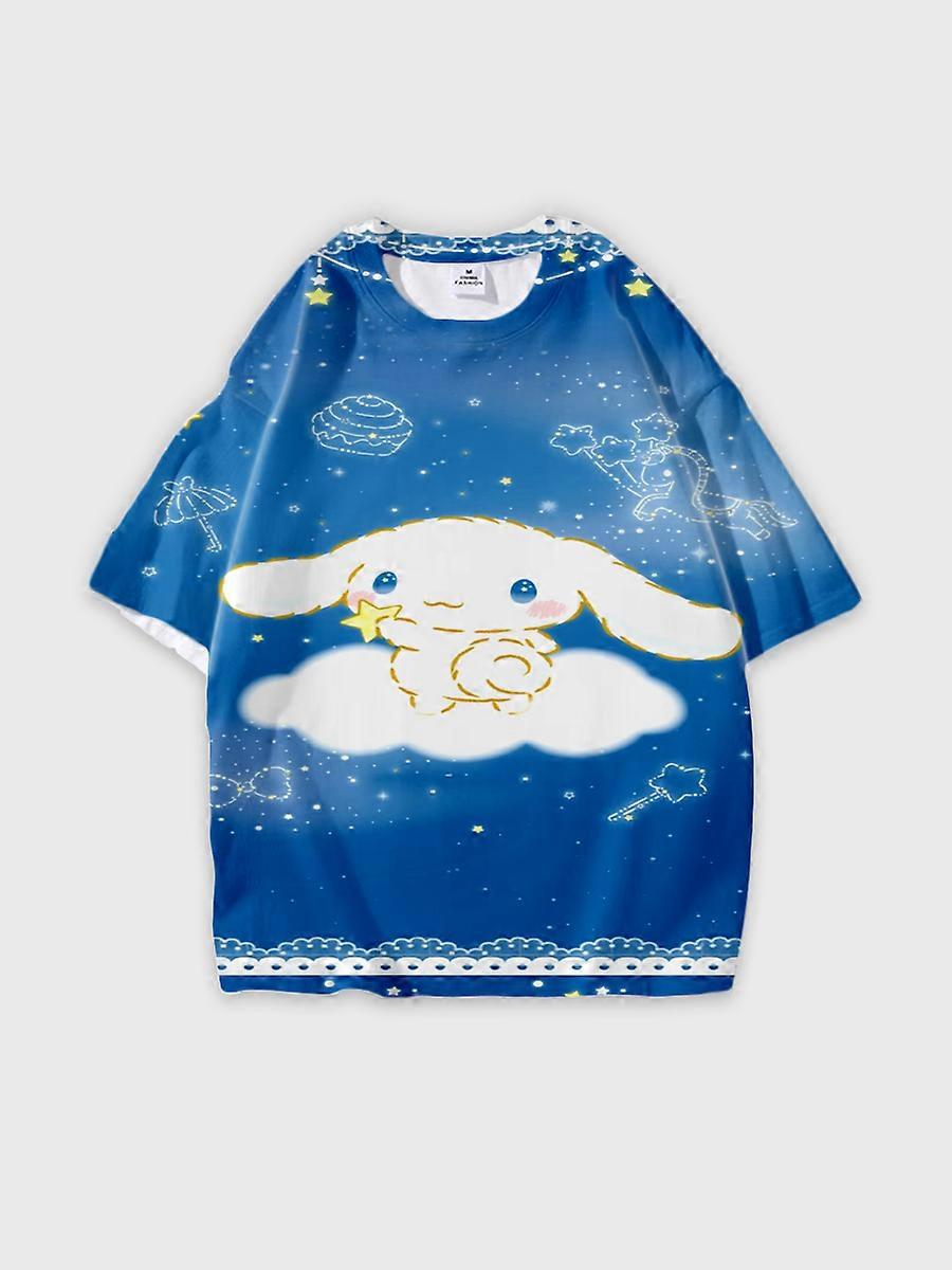 T-shirt round neck Cartoon Pattern loose short sleeve E2558