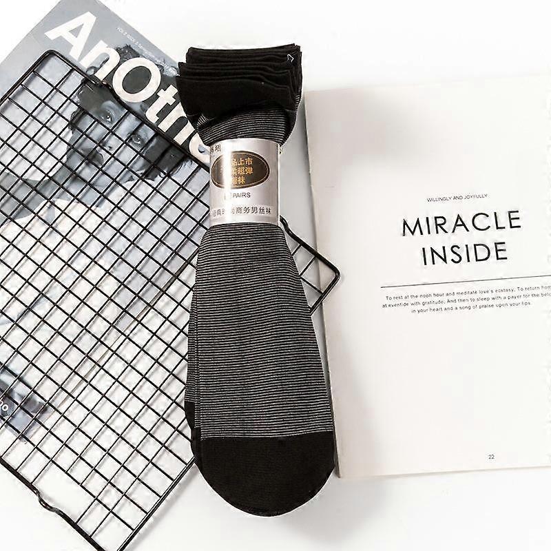 10 Pairs Men's Color Matching Cotton Socks Thin Men's Striped Socks Breathable Sweat-absorbent Mid-tube Business Short Socks