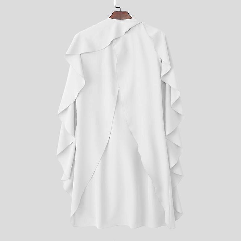 INCERUN Men Summer Layers Irregular Splits Casual Tunic Tops T-shirts