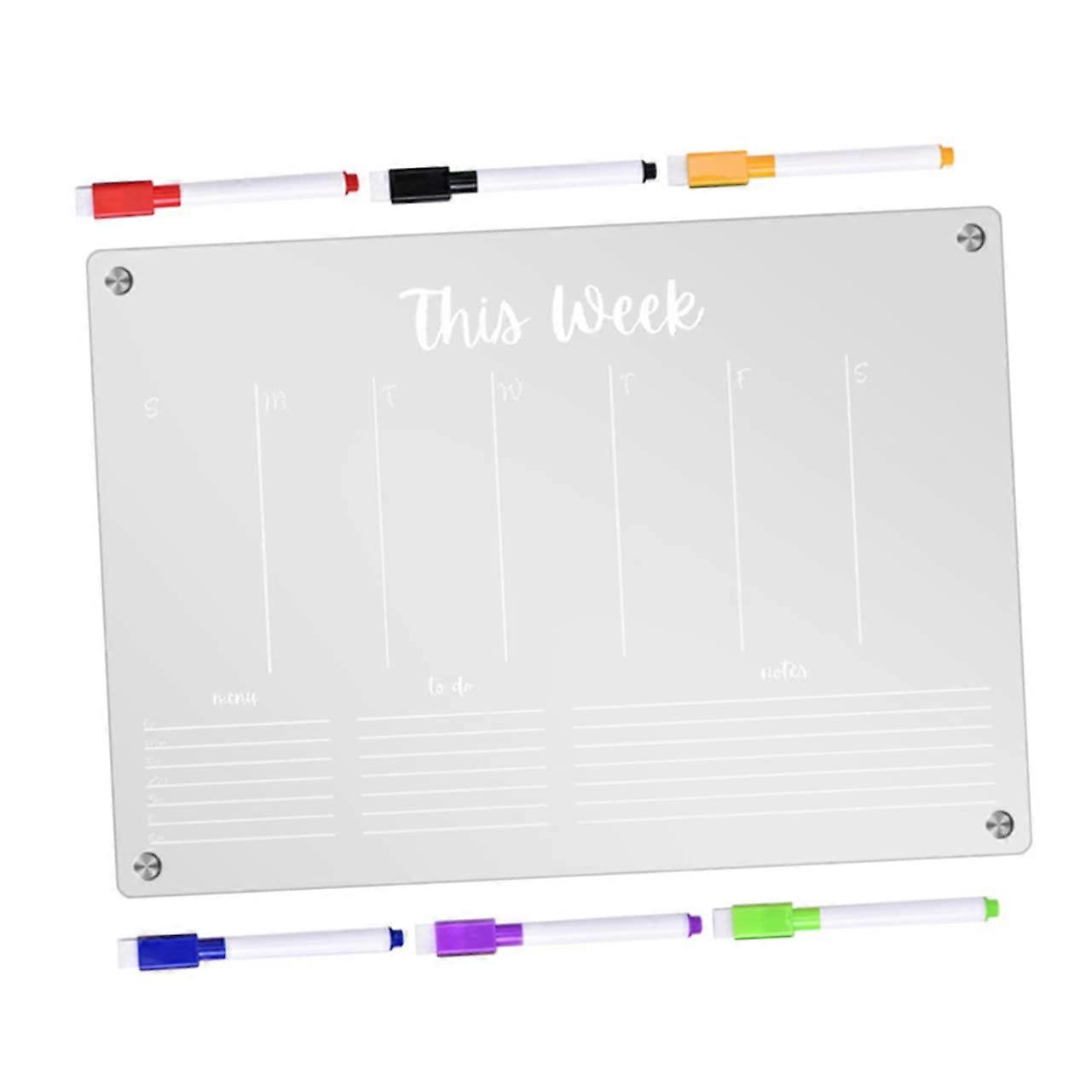 Magnetic Noteboard Large Weekly Planner Erasable Acrylic Calendar Dry Wipe Transparent Note Pad 16x12 inches