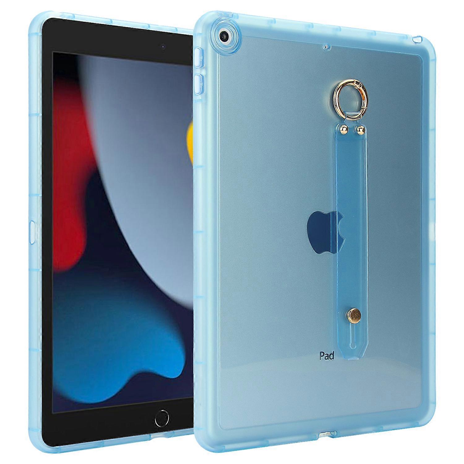 Tablet Case For iPad 10.2 (2021) (2020) (2019) Shockproof TPU Cover with Wristband Blue