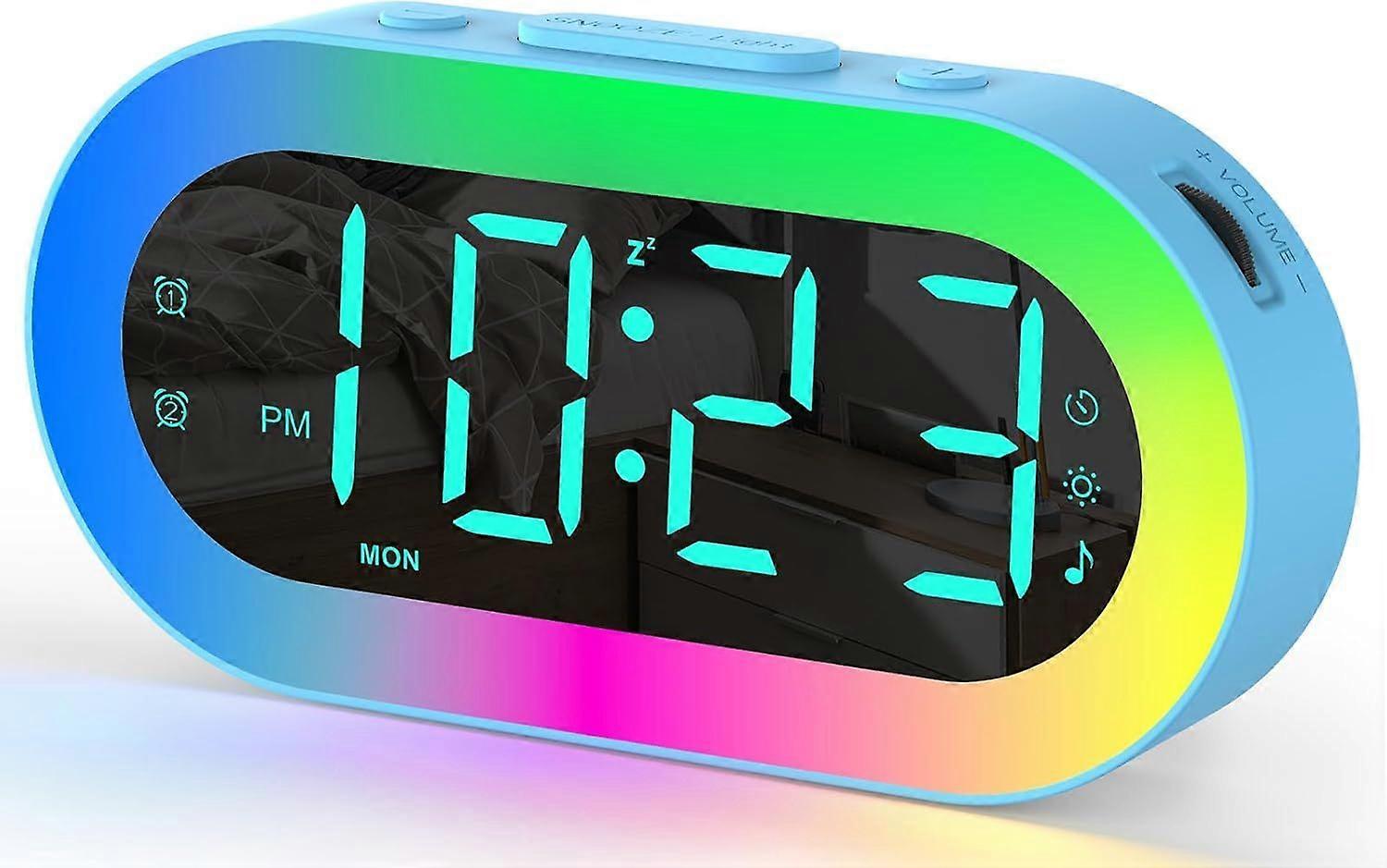 2025 Sveglia da comodino per bambini più recente con luce notturna, piccolo orologio arcobaleno