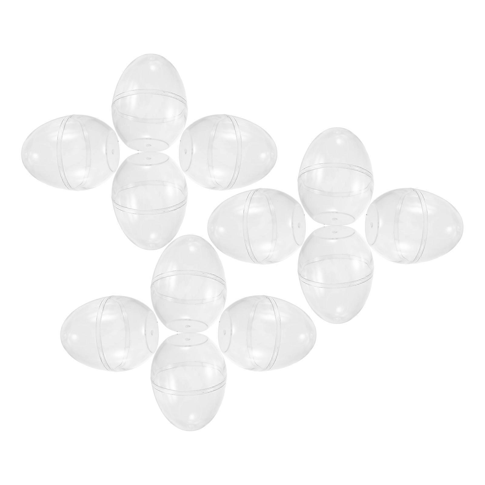 12pcs Clear Plastic Fillable Easter Eggs Transparent Candy Packaging Flat Bottom Eggs For Easter Party Present For Small Present And Candies Party
