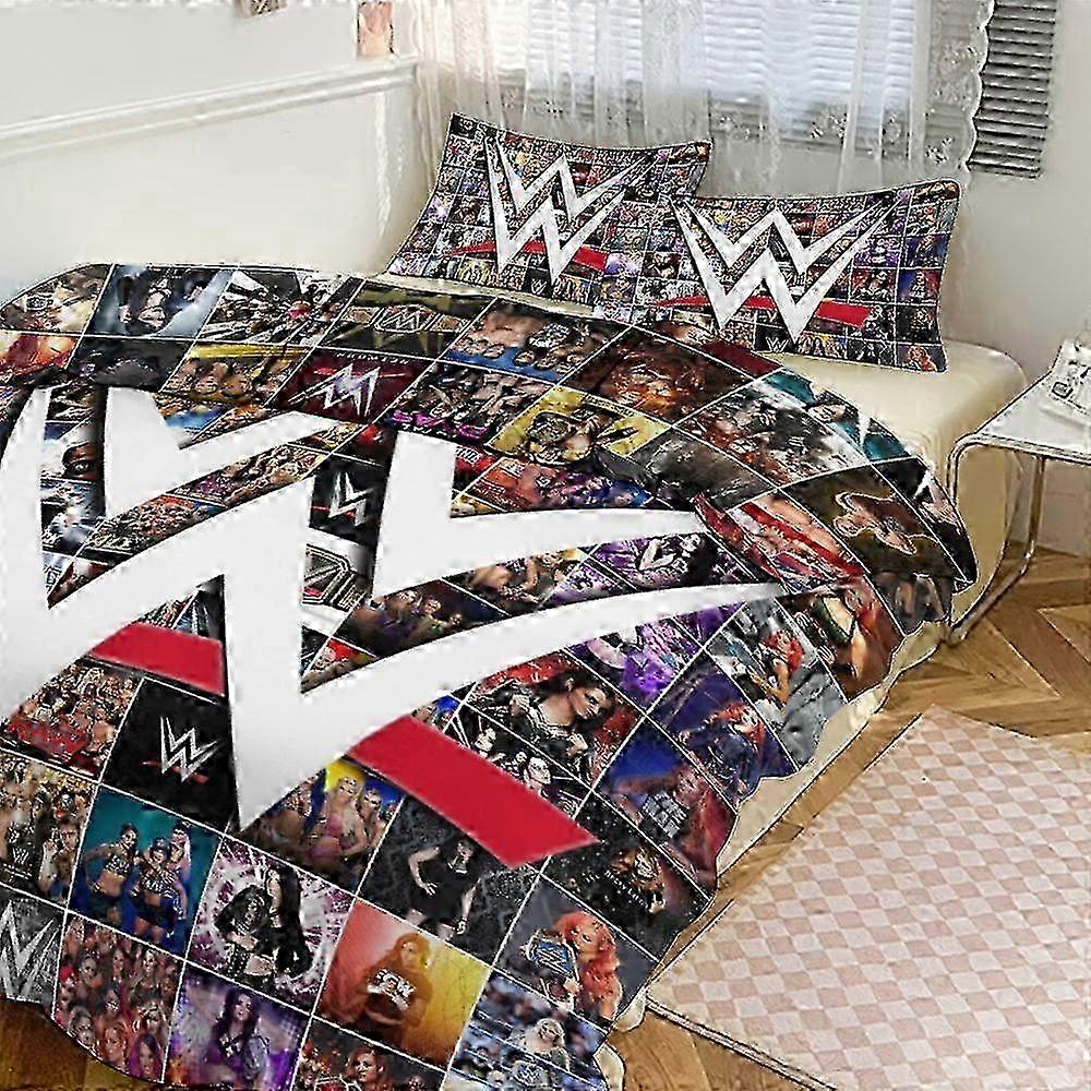 2025 Conjunto de capa de edredom e fronha de microfibra macia com fecho de zíper por ZM378 WWE Bedding Collection