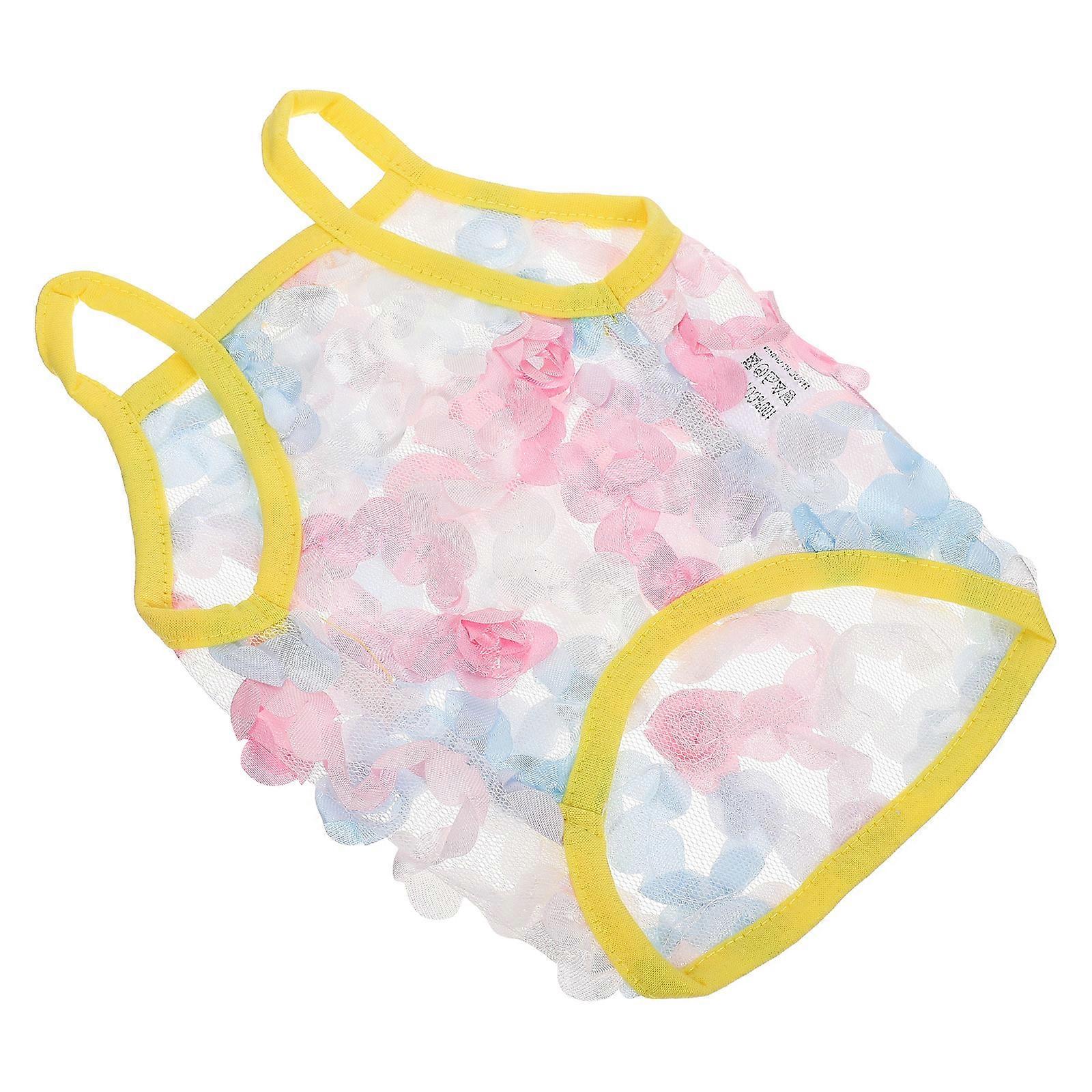 Adorable Yellow Cotton Pet Vest for Daily Wear and Parties Durable Breathable Design Size Options Available