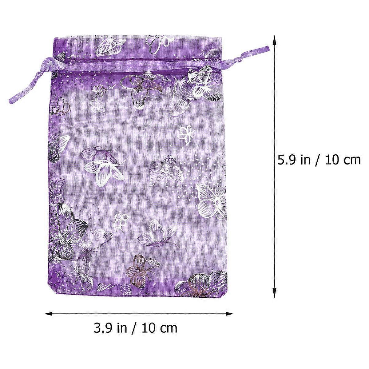Drawstring Bags Gauze Drawstring Bags for Storage Use 100Pcs Purple