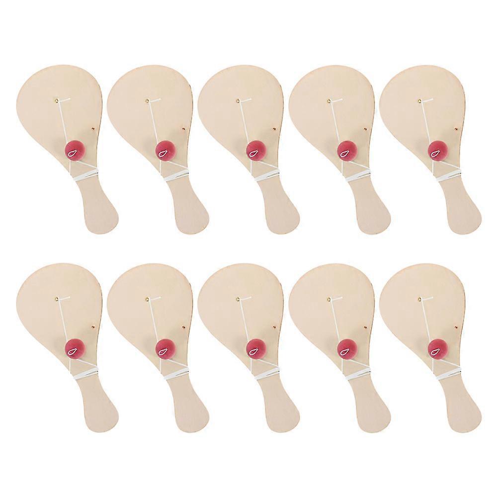 Paintable Wood Paddle Ball Craft Kit – 10pcs Blank Wooden Paddle Cutouts with Ball for DIY Hand Painting, Fine Motor Skills & Party Activities
