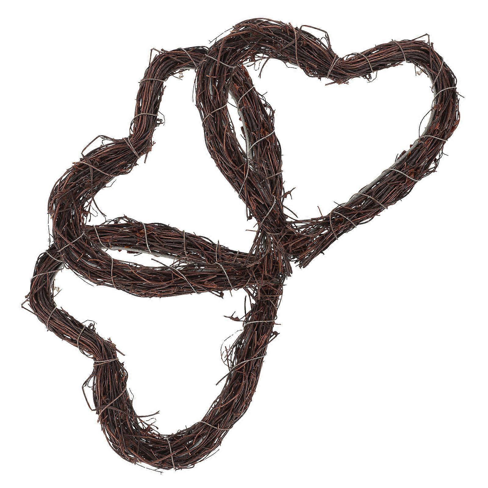 3pcs Heart Wreath Ring Grapevine Hoop Rattan Vine Branch Flower Forms for DIY Crafts, Holiday, Party, Christmas, Wedding Supplies