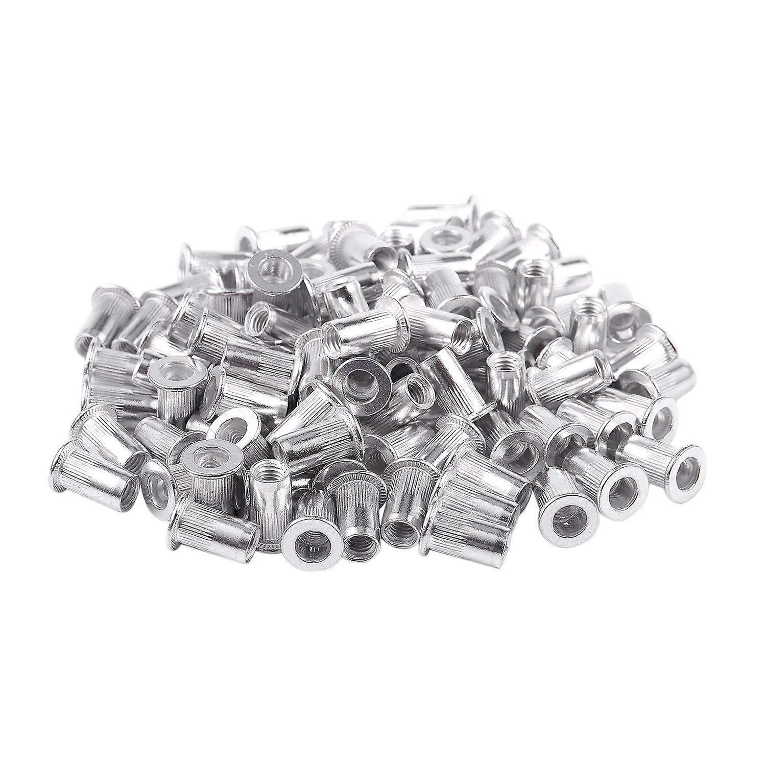M5 Aluminium Threaded Rivnuts Flat Head Nut Inserts for Sheet Metal Connections, 100 Pieces