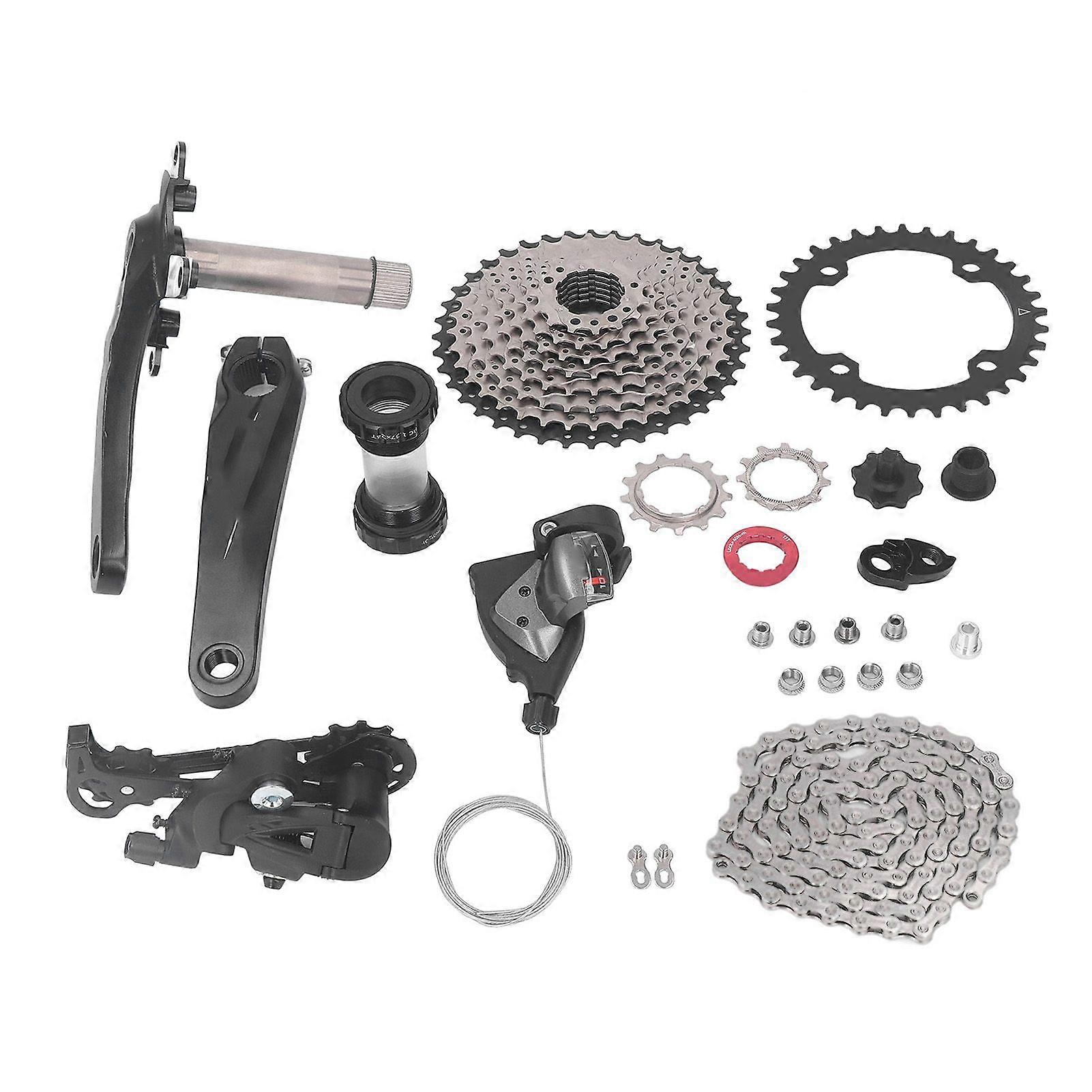 10 Speed Groupset 11 to 40T Flywheel Bottom Bracket Front Rear Derailleur Chain Anti Rust Bike Gear Shift Kit Bike Accessories 34T Chainring