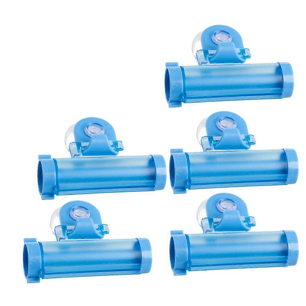 Suction Cup Dispenser Toothpaste Squeezer Multi Function Squeezer Home Use Blue 8x2.3x7cm Reusable 5Pcs