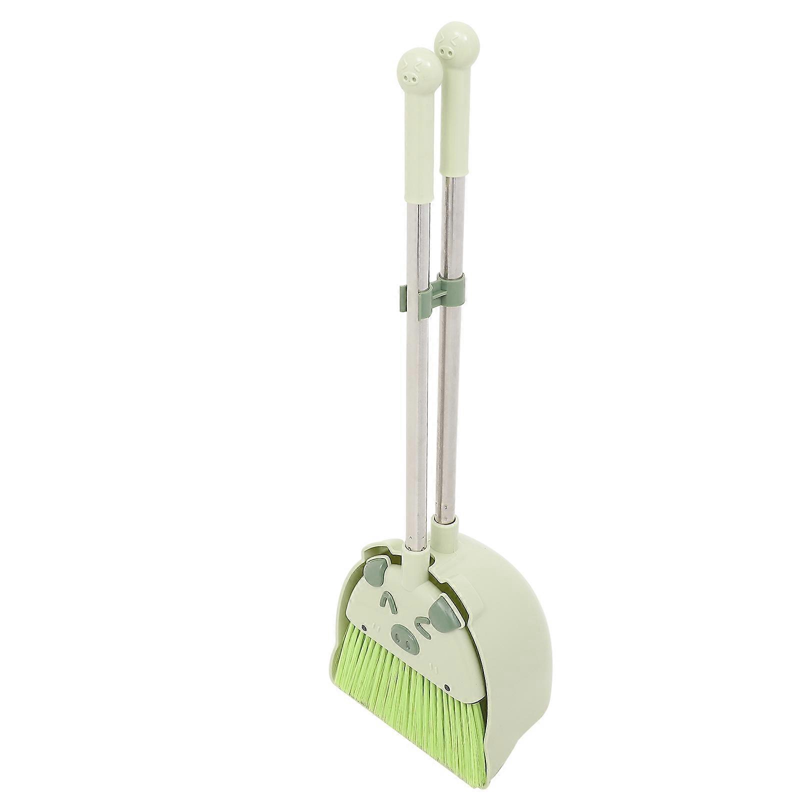 Green Broom and Dustpan Set for Kids Ideal for Cleaning with Ergonomic Design and Large Capacity Plastic PET Metal