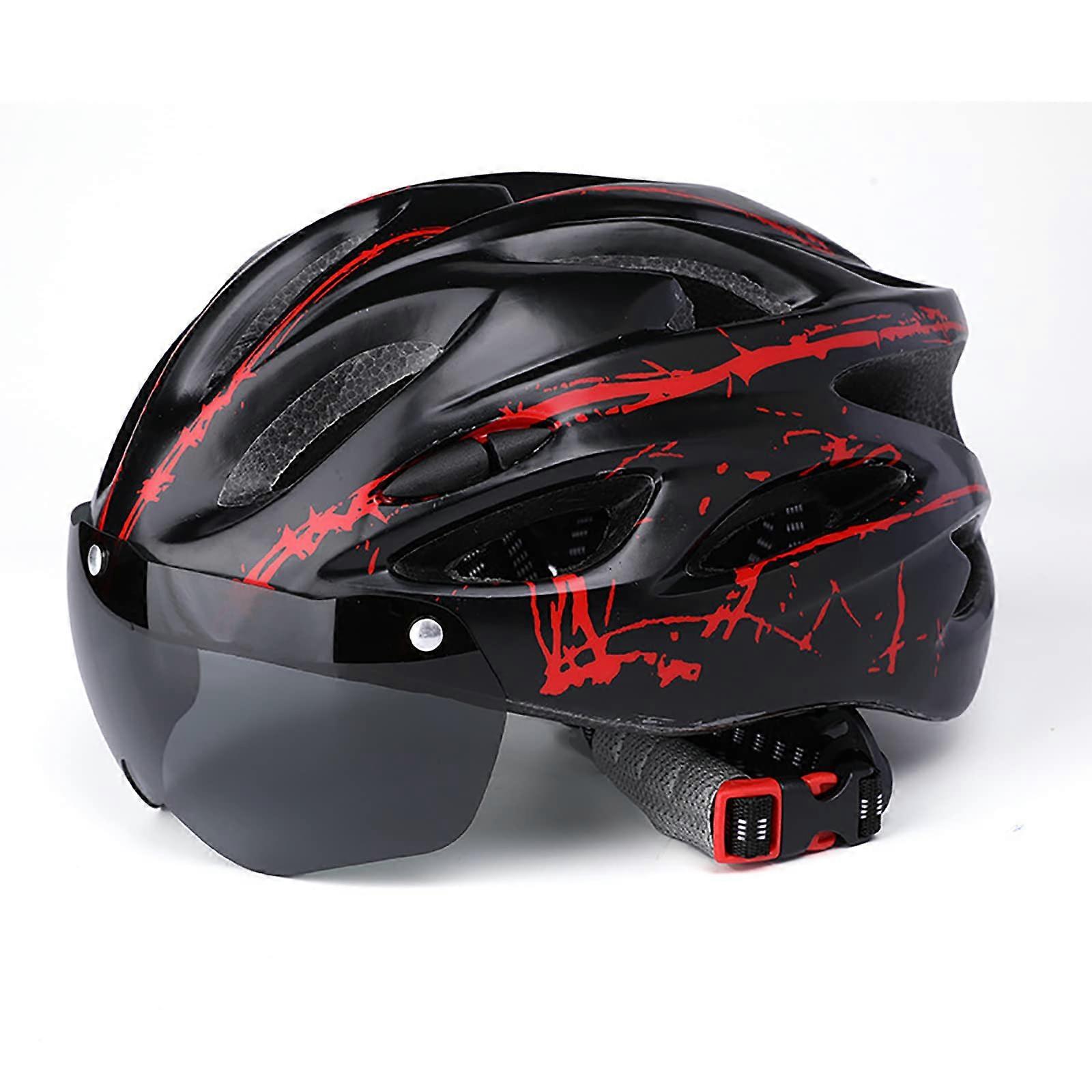 Bicycle Helmet with Removable Magnetic Goggles Visor, Adjustable, Adult