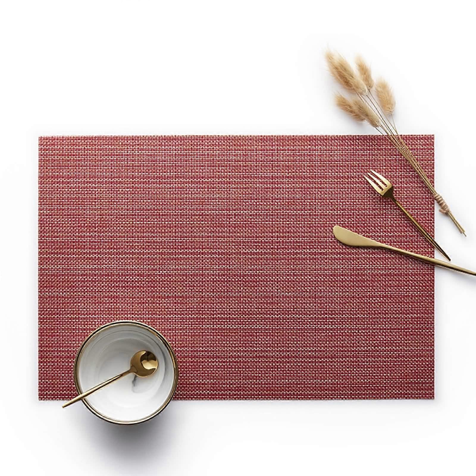 Rectangular Placemat Set, 2Piece Solid Color Rectangle HeatResistant Placemats, Dining Table Mats for Kitchen, 45x30cm, Red Red 2Piece Set