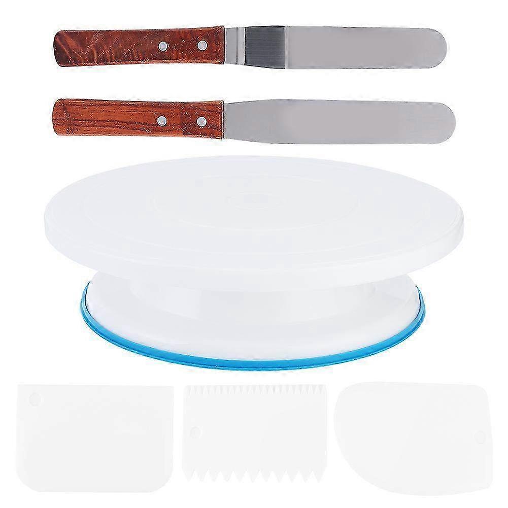 6-Piece Kitchen Cake Decorating Turntable Set - Rotating Display Stand with Scraper & DIY Tools for Baking and Decorating Cakes