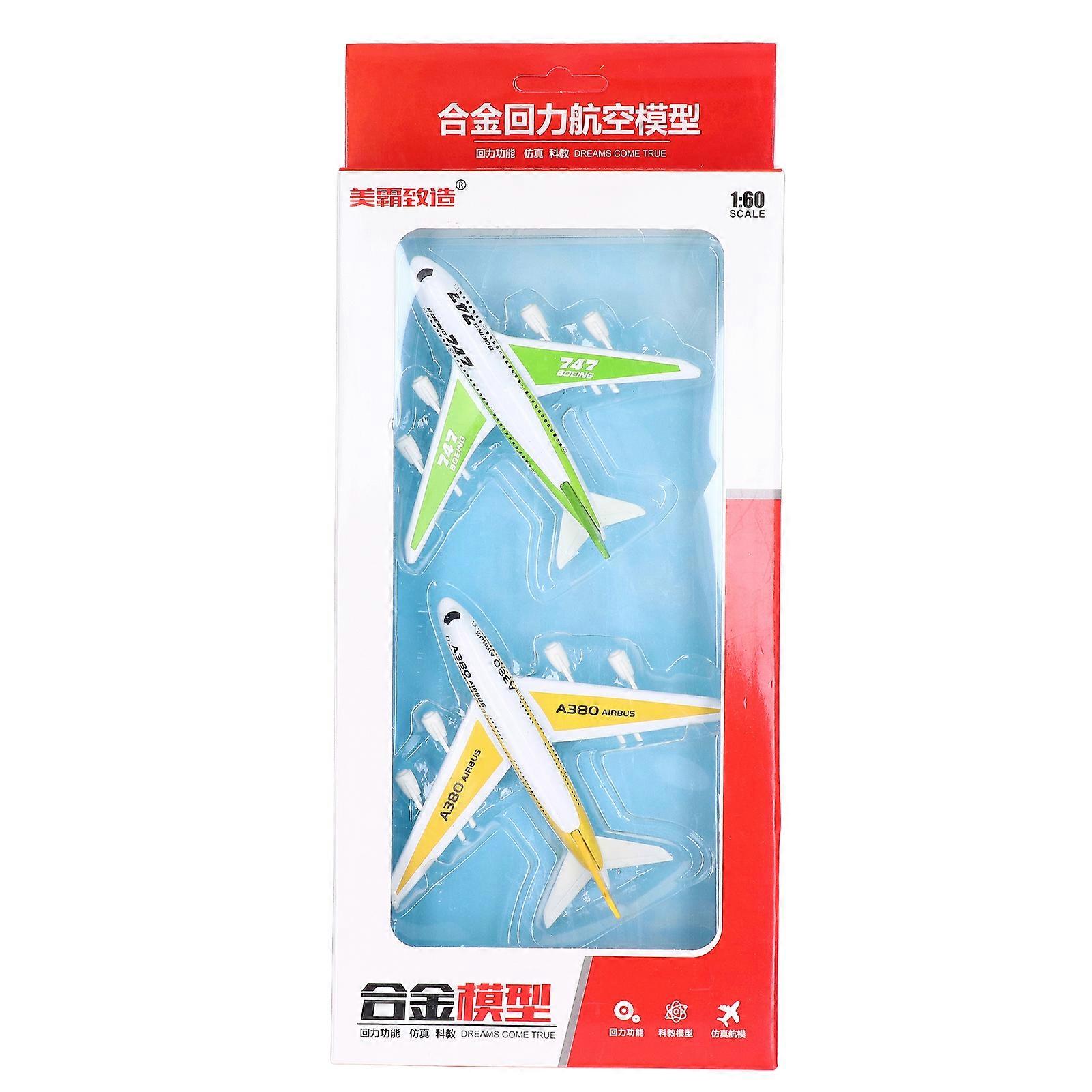 1:60 2pcs Alloy Airplane Model Set Portable Pull Back Airplane Model for Boys Girls Type A