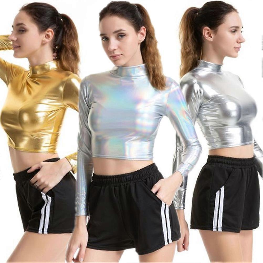 Golden Shiny Bustier Performance Costume with Polyester Material for Women Size L