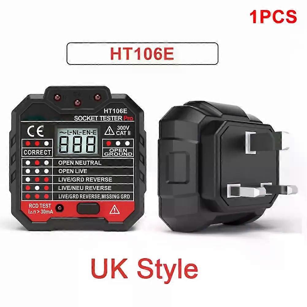 HT106 Socket Socket Meter RCD Voltage Test 30MA Socket Socket Socket Ground Plug US/UK/EU for Schools Factory Laboratories