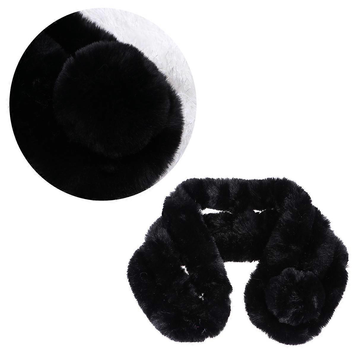 Stylish Black Plush Faux Scarf for Women's Soft Warm Lightweight Wrap Ideal for Winter Use