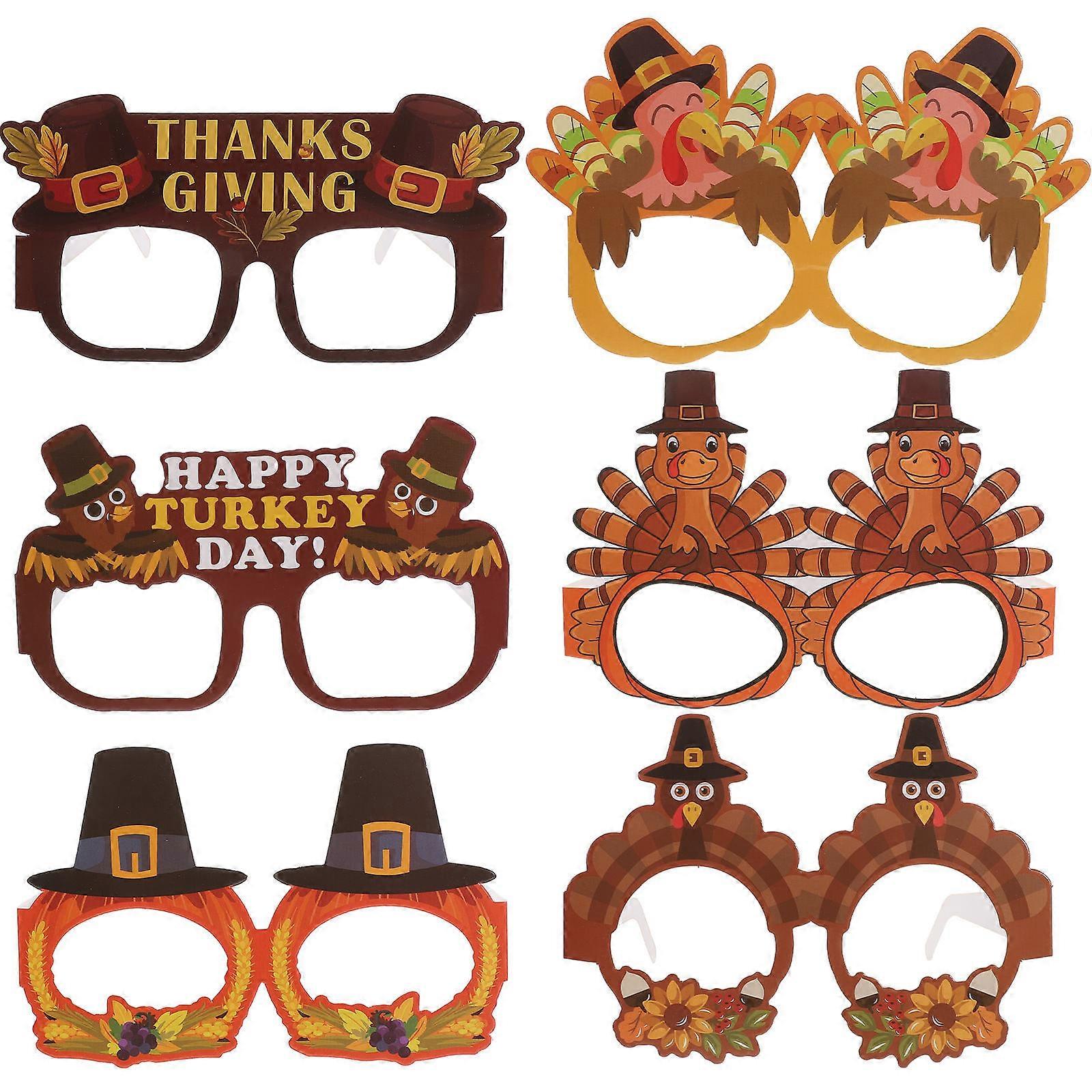 Thanksgiving Eyewear 6Pcs Assorted Color Creative Photo Prop Party Favor Ideal For Photoshoots And Gatherings