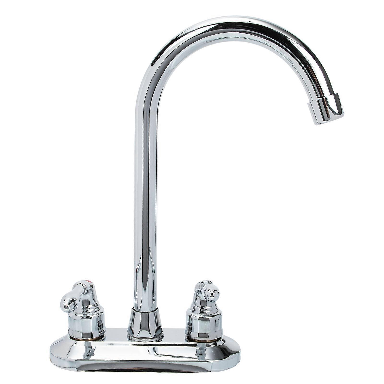Copper Kitchen Faucet with Hot Cold Handles for Home Use Durable Copper Tap for Kitchen Sink Silver