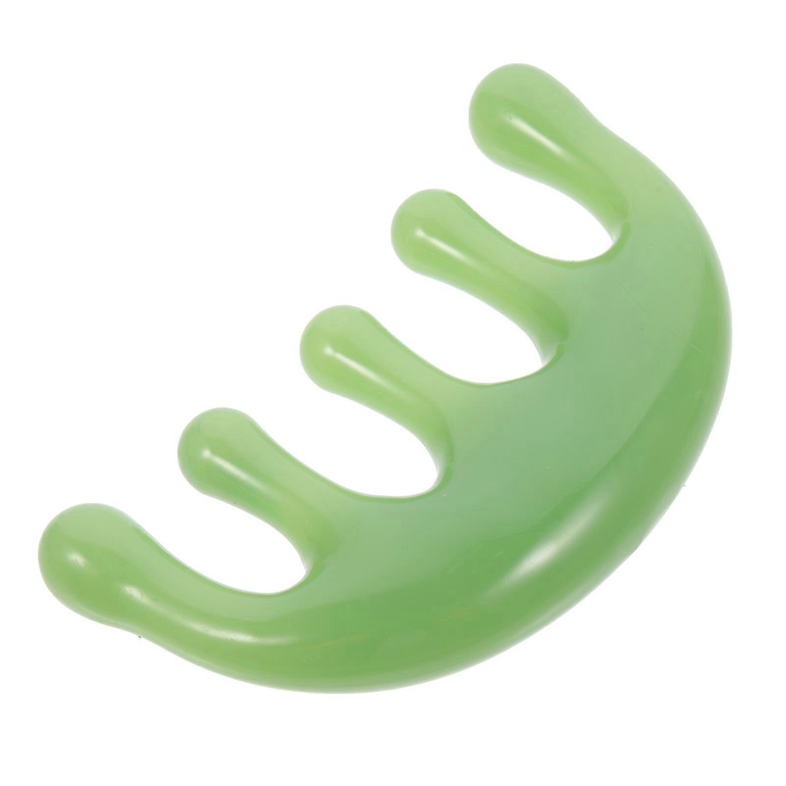 Resin Wide Tooth Acupoint Comb for Scalp Massage, Head Scraping, Improved Circulation, Headache Relief & Hair Care – Portable Green Crescent Pocket