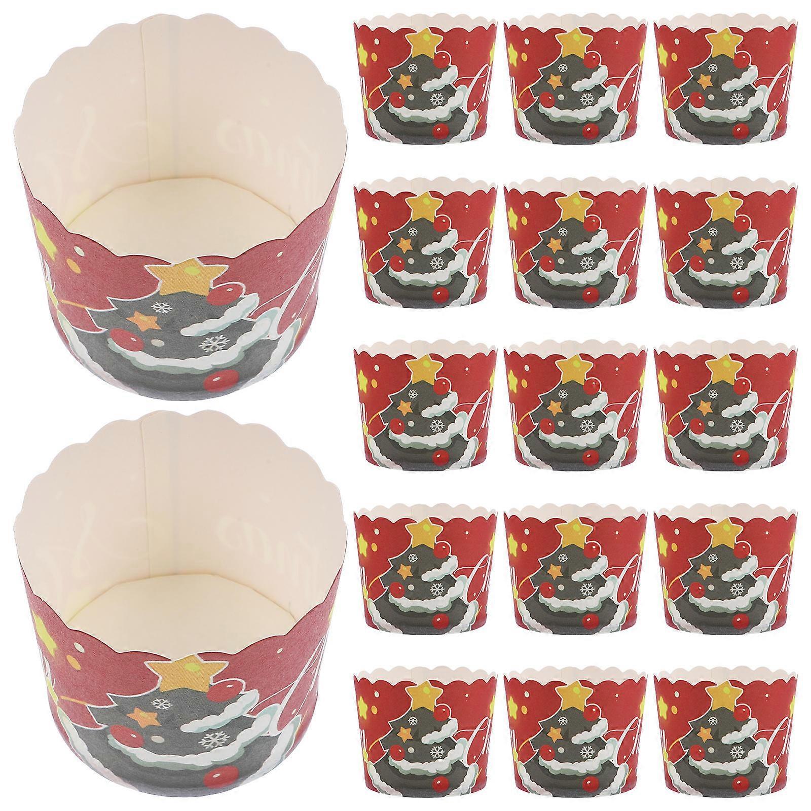 50pcs Reusable Cake Tray Muffin Liners for Cupcakes Baking Communion White Wrappers Cups Paper Xmas Christmas