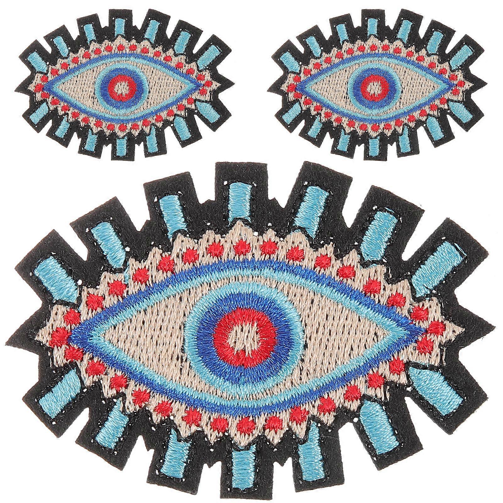 3Pcs Multi Color Eye Shaped Clothes Patches Decorative Iron Patches for DIY Projects Fashion Design Suitable for Hats