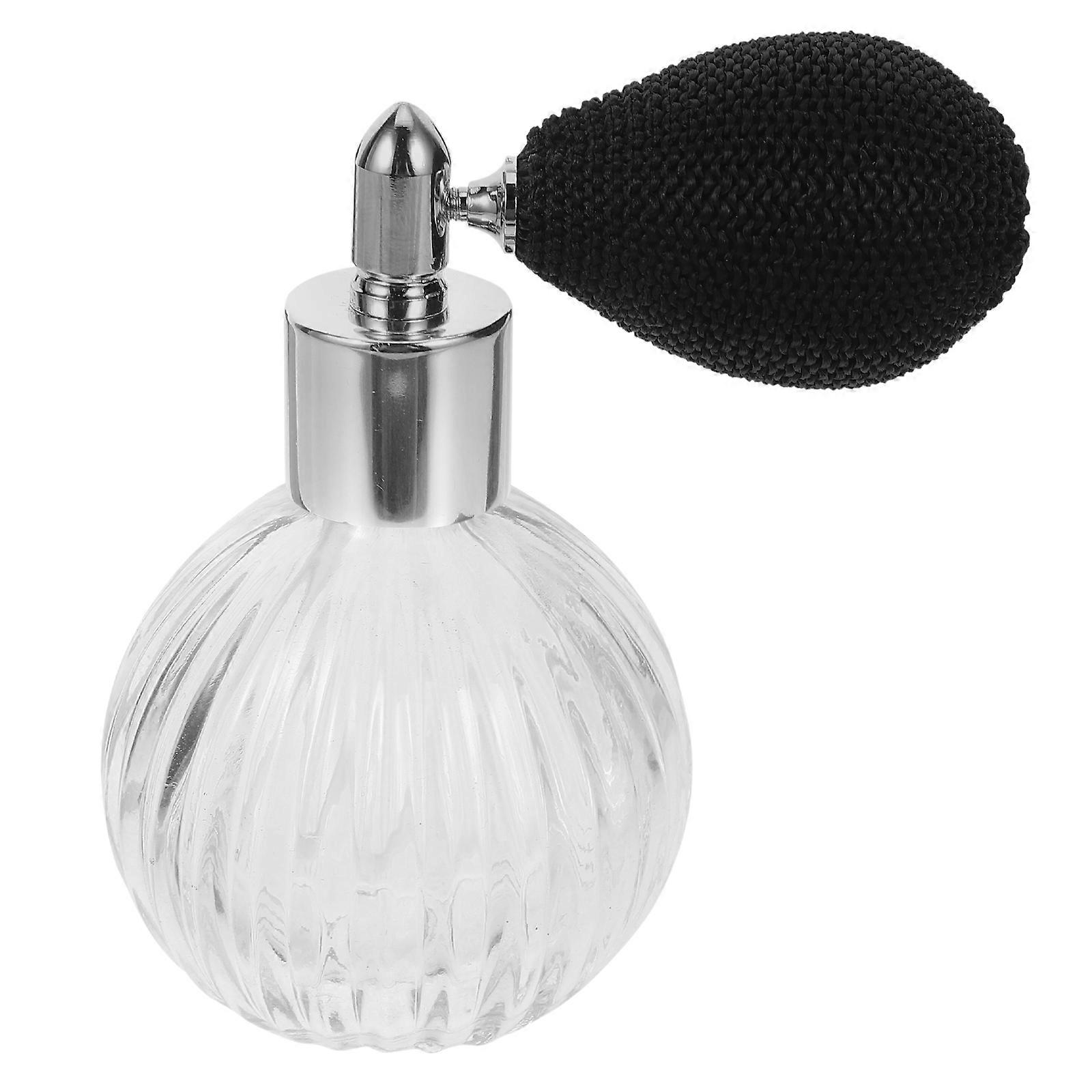 Travel Perfume Bottle Elegant Shape For Dressing Table Use 50ml Transparent Size Round Top With Silver 1Pack