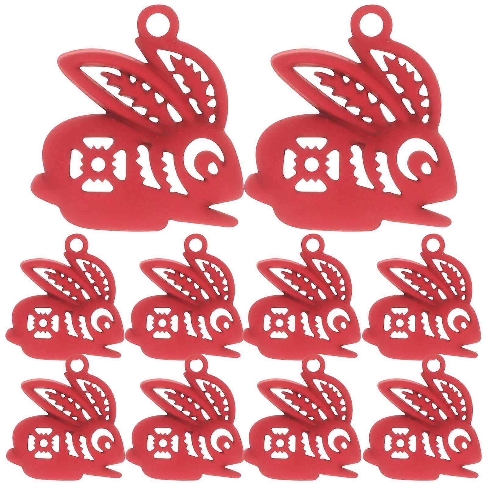 Red Rabbit Shaped Metal Charms for DIY Jewelry Crafts and Decor with Hole Design 10pcs