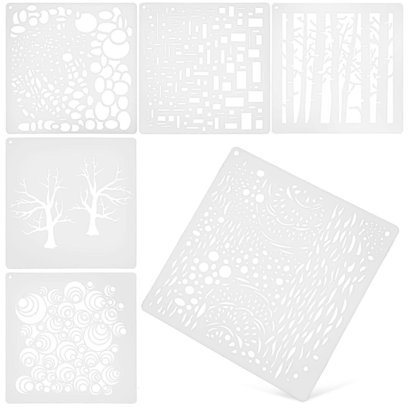 6pcs DIY Painting Stencils with Branches & Bubbles – Lightweight Templates for Wall Art, Crafts & Canvas Drawing Projects