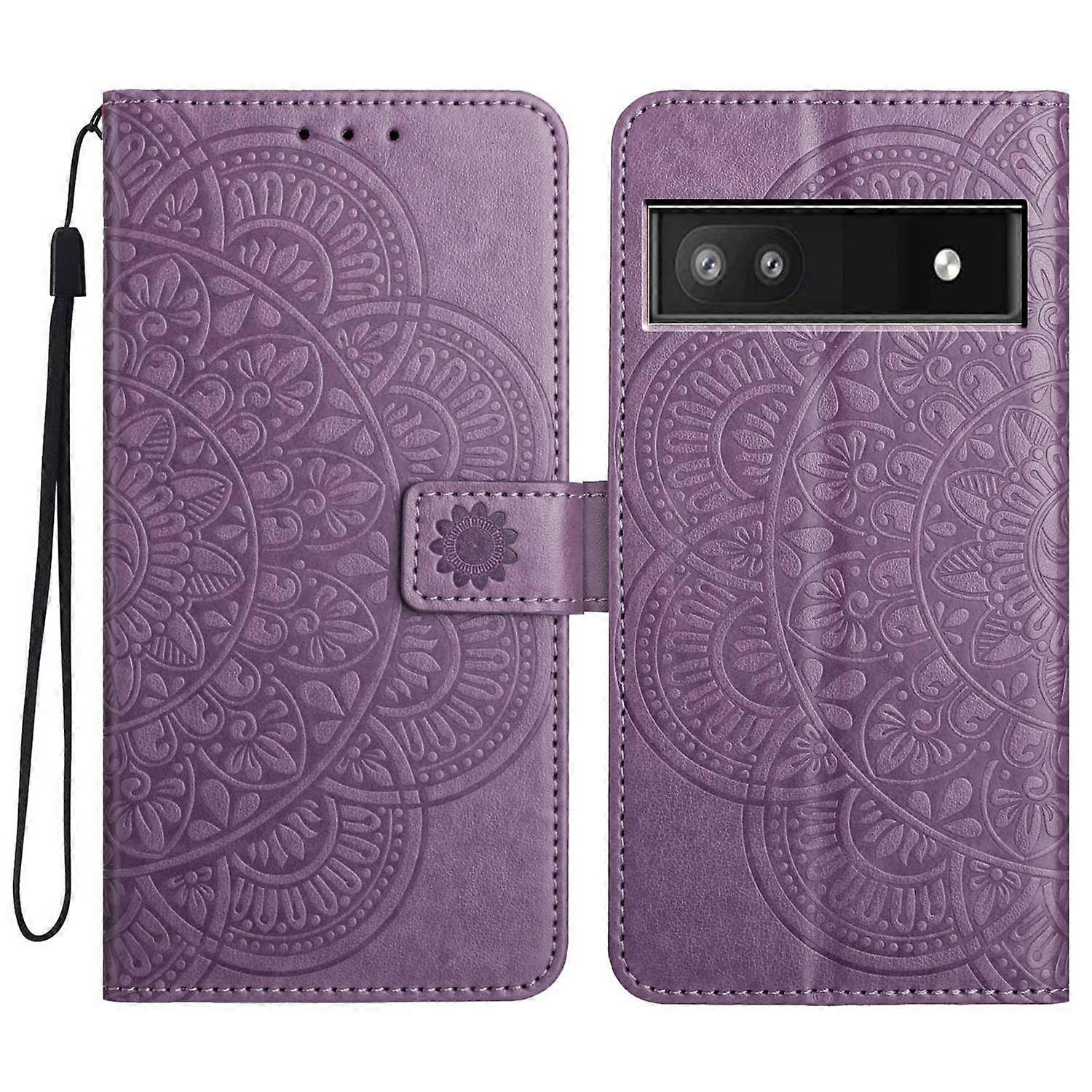 For Google Pixel 9a Leather Case with Card Slots Mandala Pattern Phone Cover Stand
