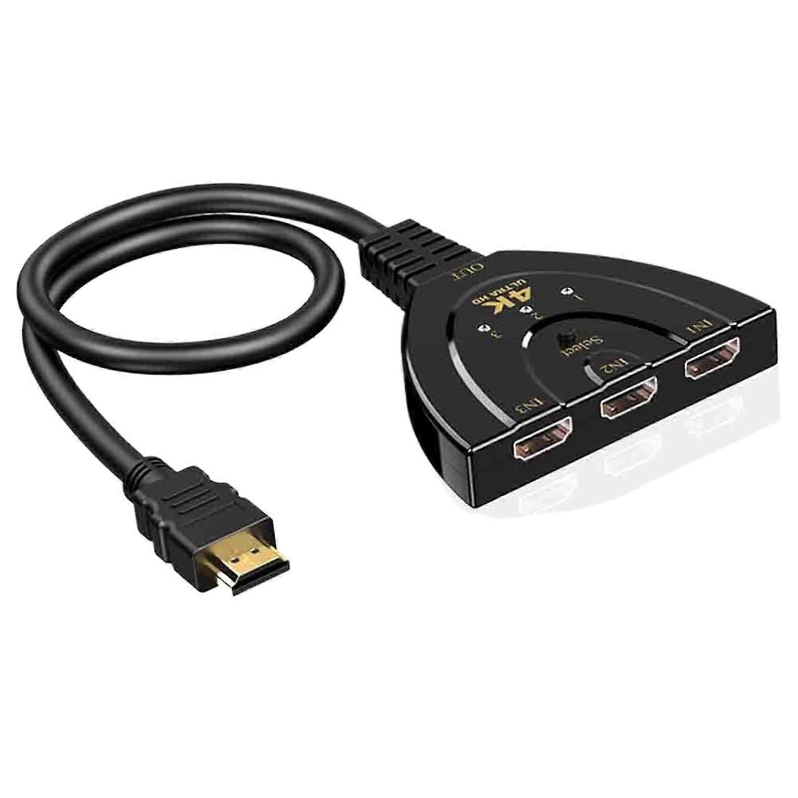 Ultra HD 4K HDMI-Compatible Switch 3-Port 30Hz 3-In 1-Out 4K2K Switcher Splitter Hub For DVD HDTV PC