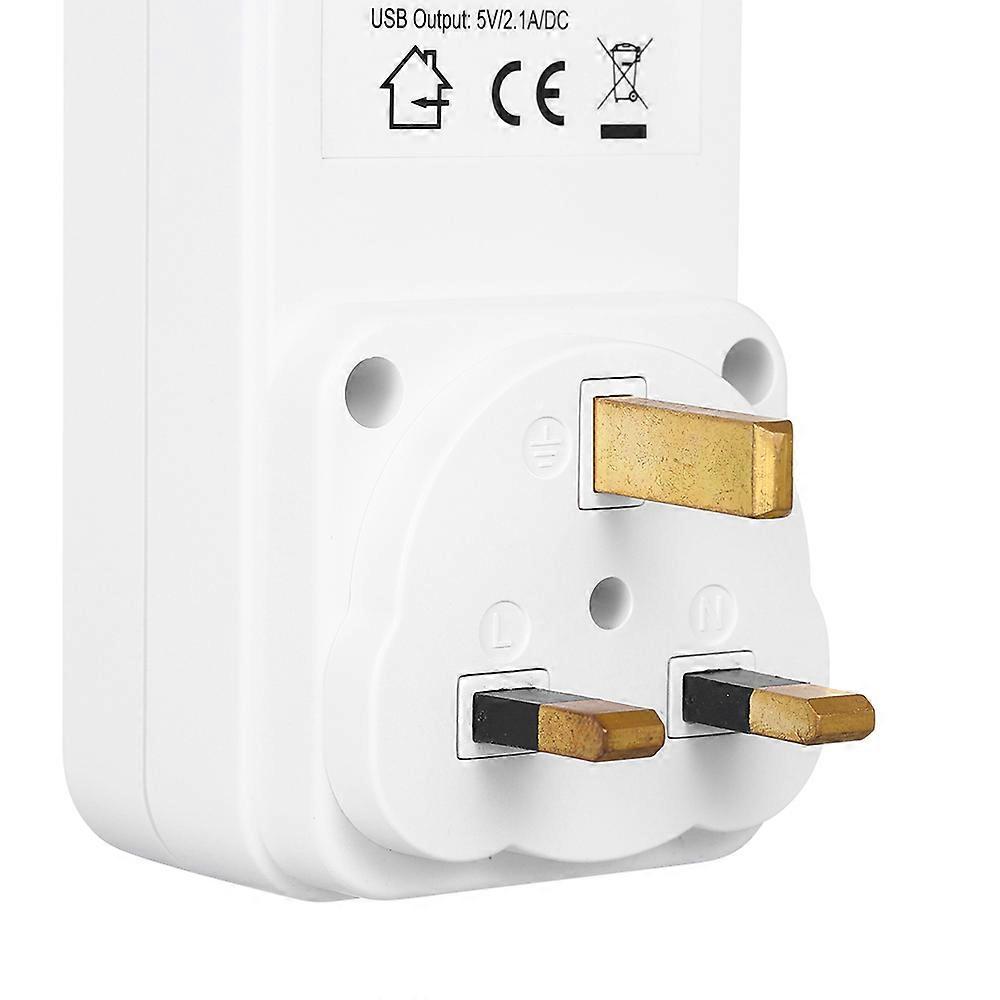 Countdown Timer Socket with 2 USB Ports 5V 2.1A Outlet Plug-in Time Controller Switch for Electrical Appliances -- UK Plug AC 230V