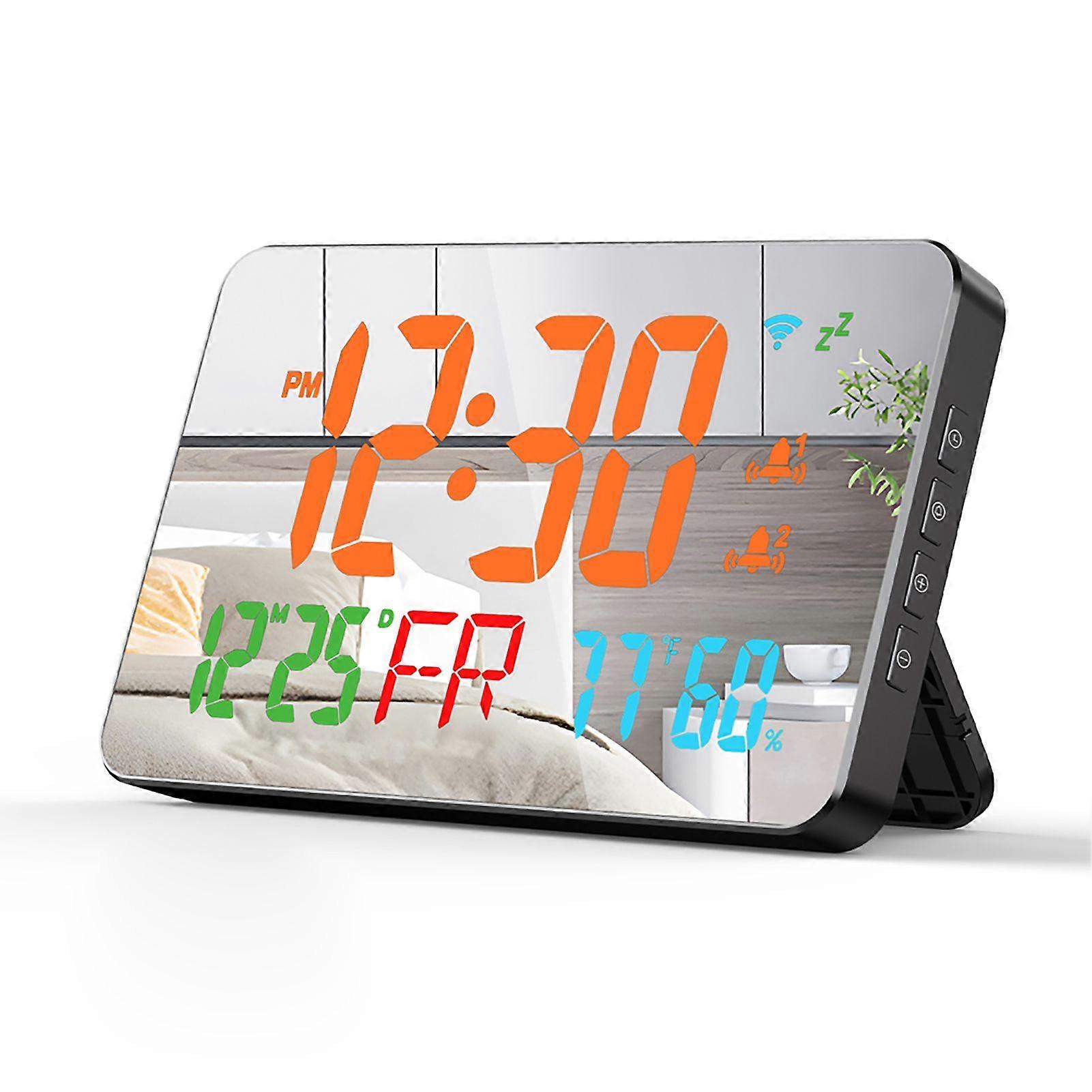 Tuya WiFi Desktop Clock Calendar Intelligent Thermometer Hygrometer with Digital LED Display Support WIFI Auto-Calibration/4-Level Adjustable Brightne