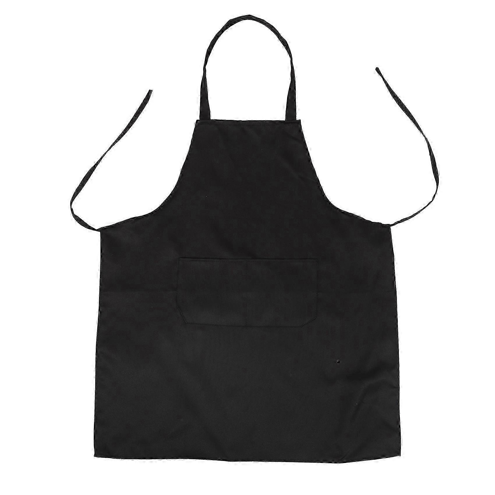 Black Kitchen Apron Bib with 2 Pockets - Medium Size for Universal Use