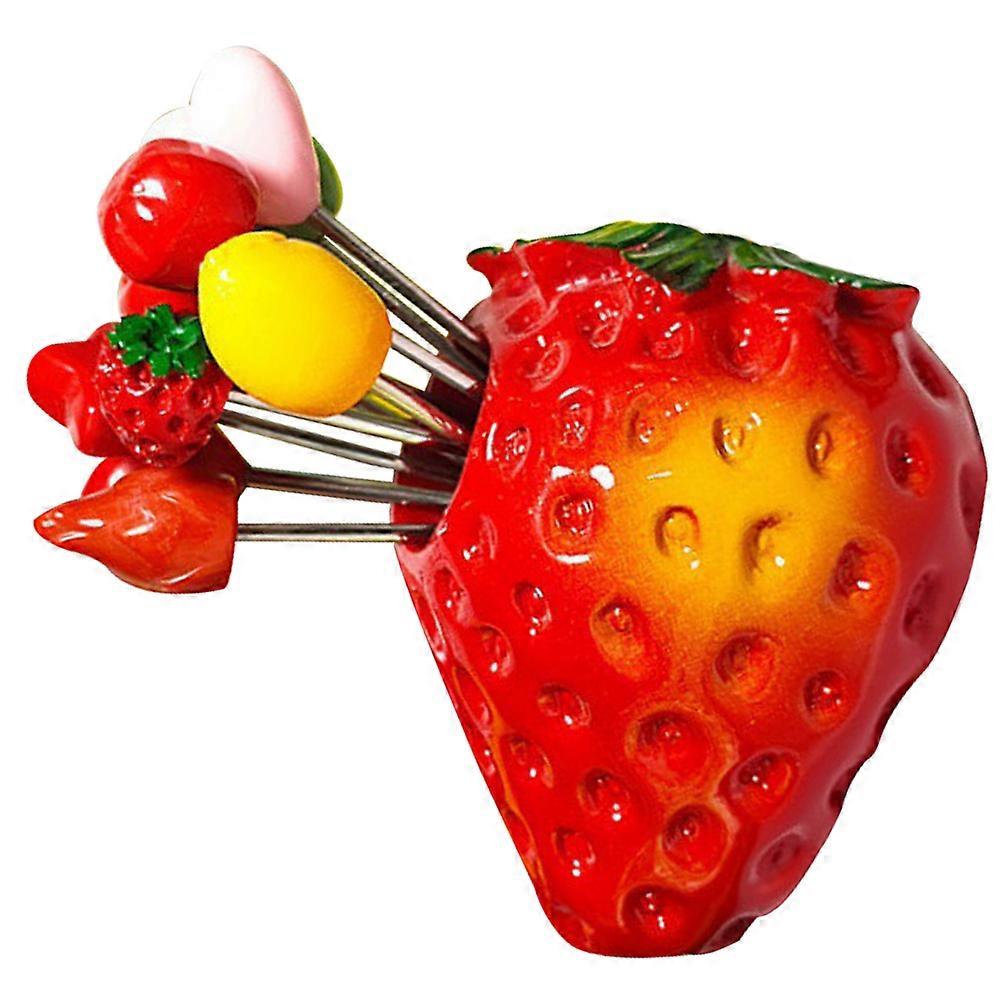 Small Dessert Fork Set for Fruit, Cakes, and Sandwiches Crafted in Resin and Metal with Red Heart Design for Appetizer Forks 1 Set