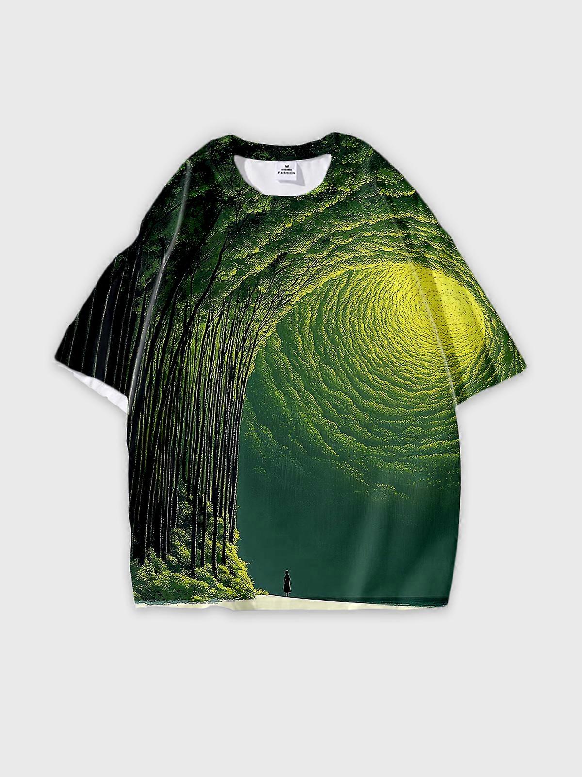 T-Shirt Short Sleeve Round Neck, Summer Casual Loose Graphic Tee, Unisex Pattern V2933