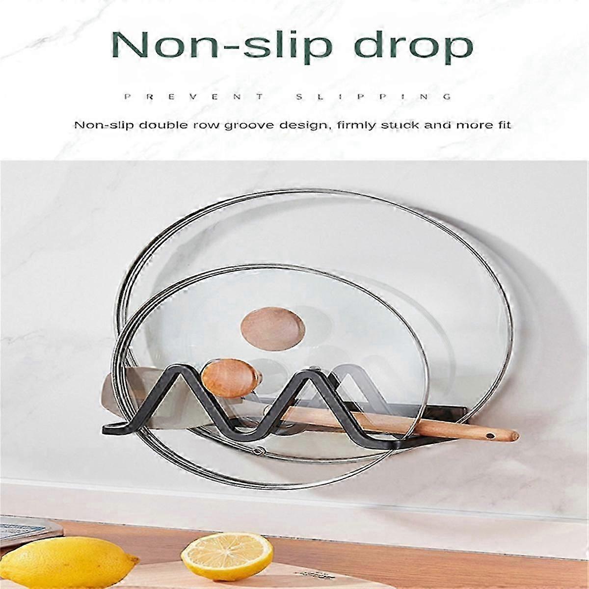 Rust-Proof Pot Cover Holder Wall Mount Plate Rack Strong Bearing Capacity No Punching Pot Lid Shelf